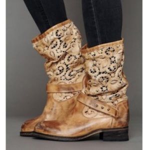 Free People crochet moto boots