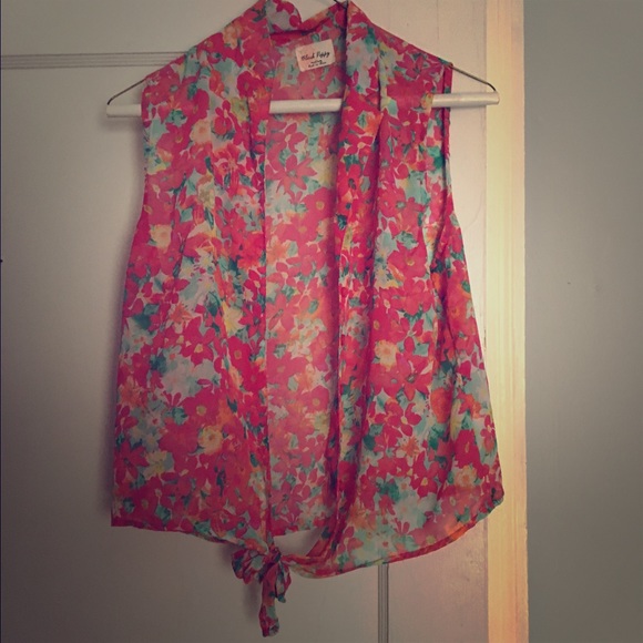 Pink floral button up shirt