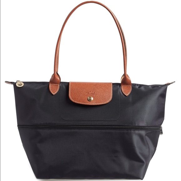 NWT Black Longchamp Expandable Tote
