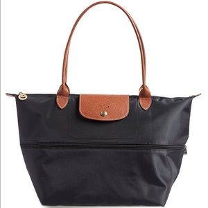 NWT Black Longchamp Expandable Tote
