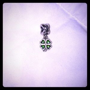 Silver and green shamrock Pandora charm