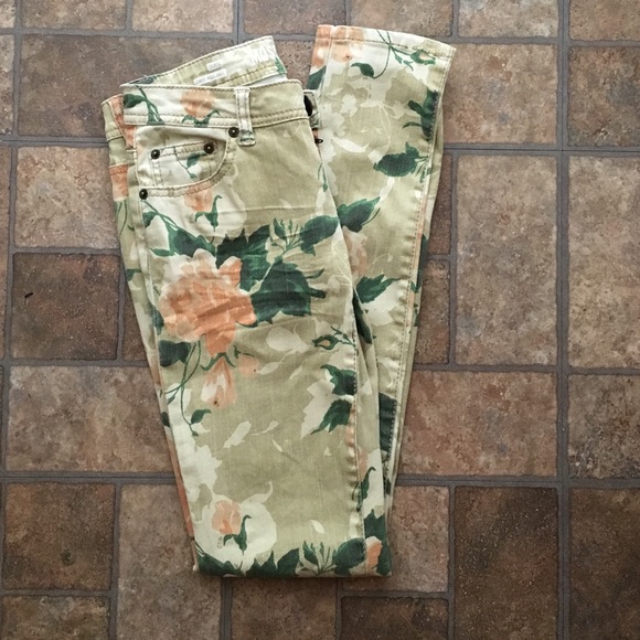 Floral print jeans