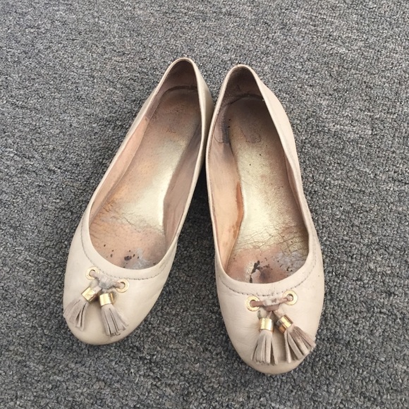 Sperry top spider bliss nude leather flats sz 9