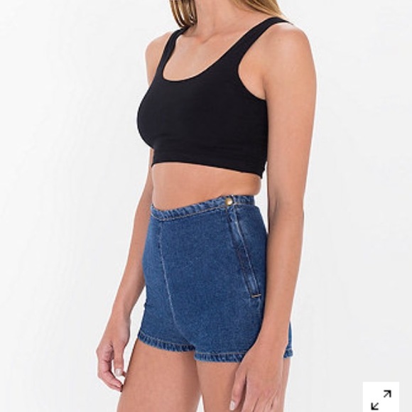 AA High-Waisted Denim Tap Shorts