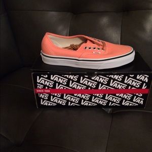 Ladies Orange/Coral lace-up Vans