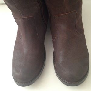 Brown leather boots