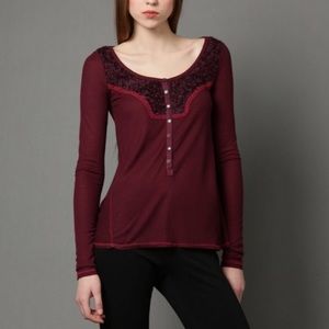 Free People maroon/burgundy Diego Henley thermal