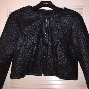 Embroidered faux leather jacket