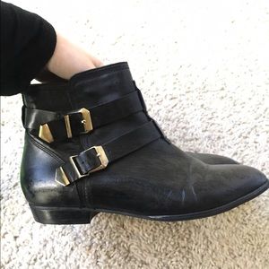 ALDO Black Leather ankle booties