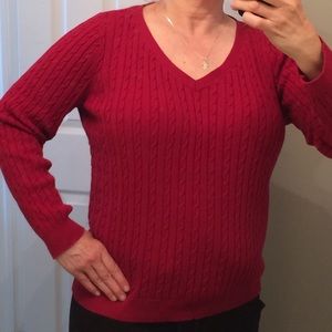 Talbots V Neck Cable Sweater