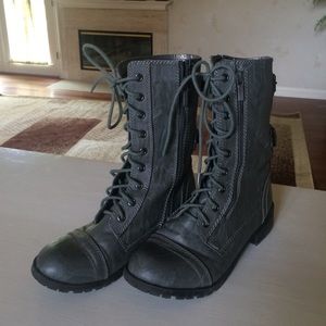 Gray combat boots