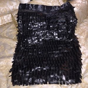 Mid calf fringe pencil skirt