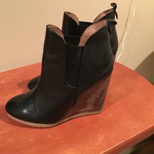 Coach / black leather/ wedge shoes