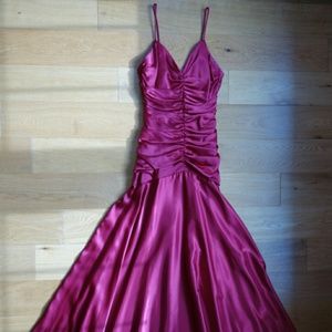 Red satin formal gown