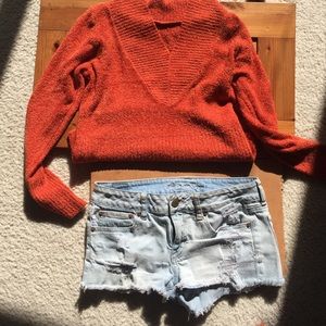 Light wash ripped shorts