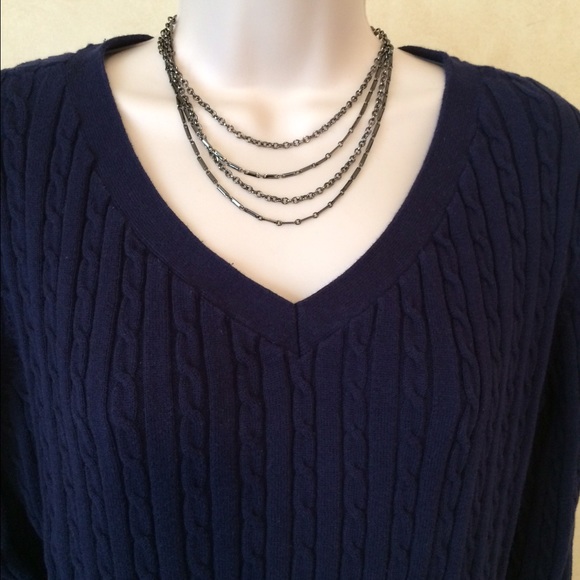 Talbots V Neck Cable Sweater