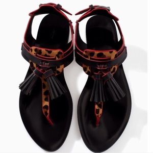ZARA Flat Sandal With Tassels In Leopard