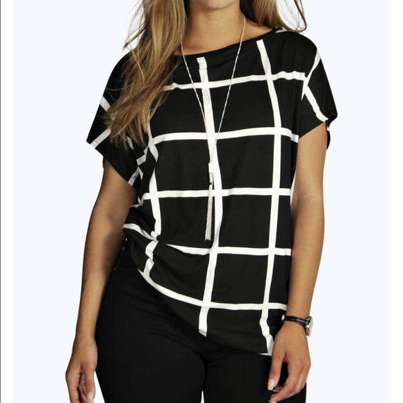 NWOT Grid Print Oversized Tee