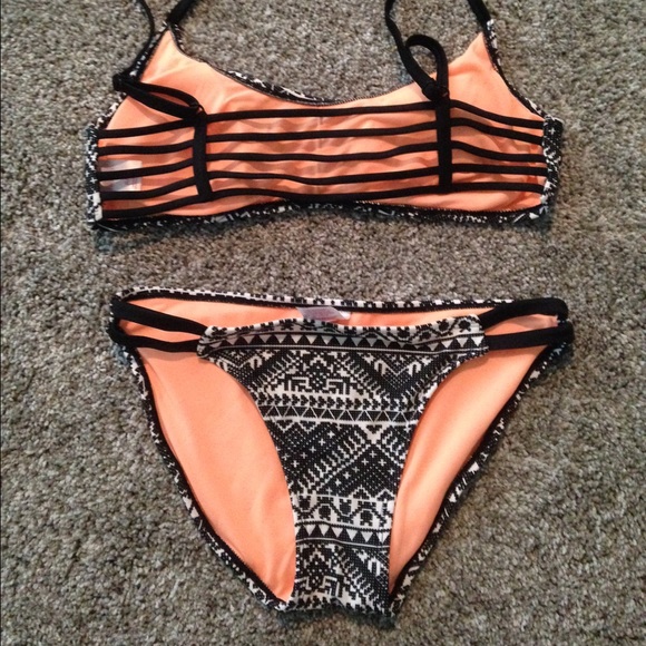 Aztec black and white swim suit