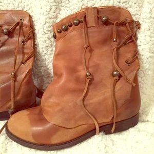 Wayland Free people ankle boot camel leather lace