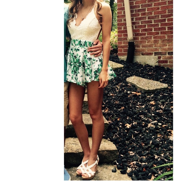 Backless floral romper