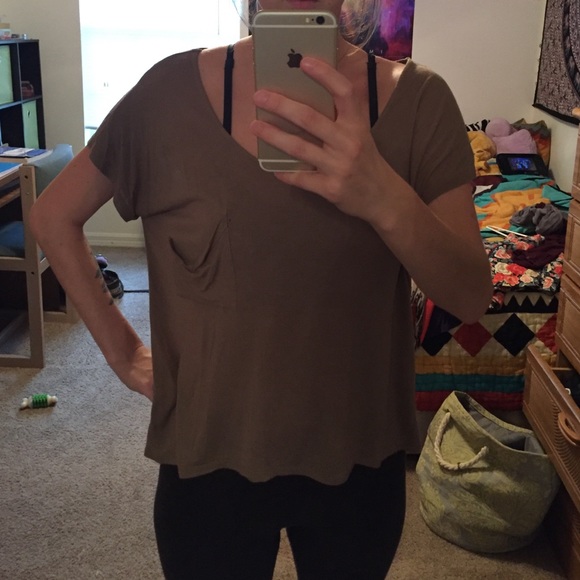 Open back olive green tee