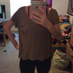 Open back olive green tee