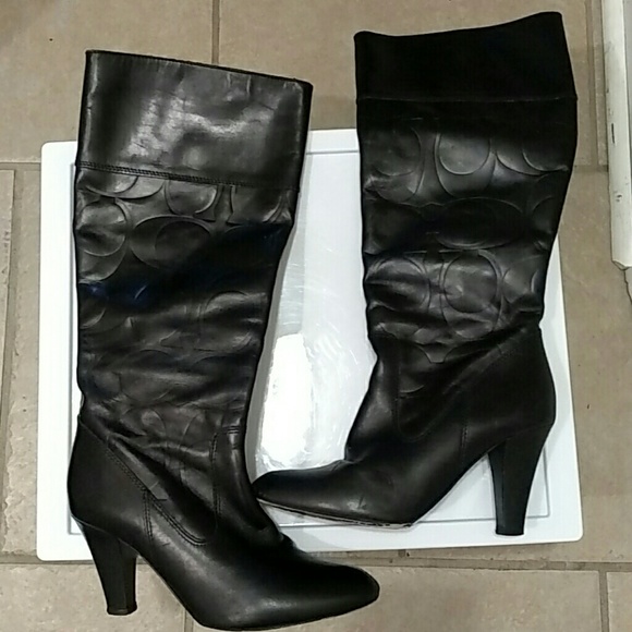 Coach Black Leather Knee Boots