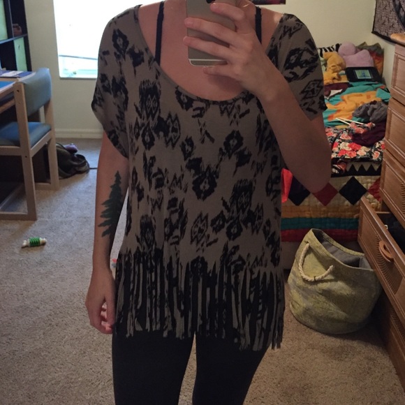 Aztec fringed shirt