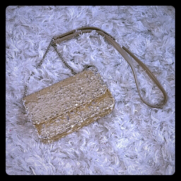 Xhilaration Handbags - Gold glittery sequin mini purse