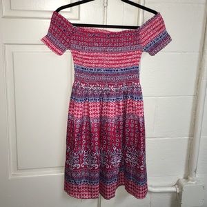 Off the shoulder bohemian patterned dress
