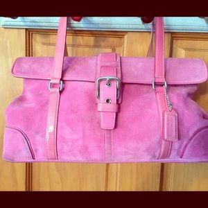 Authentic Coach pink suede and leather bag