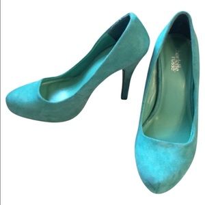 Teal platform heels
