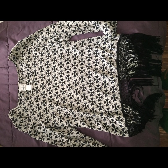 Buckle Blouse with Fringe and Open Back