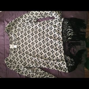 Buckle Blouse with Fringe and Open Back