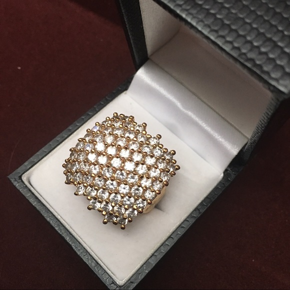BCBG Gold & Rhinestone Cocktail Ring