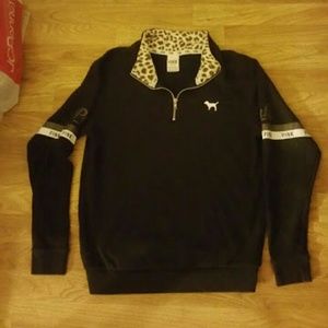 Rare Victorias Secret black/cheetah halfzip