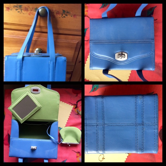 Ann Taylor box style leather handbag with extras👜