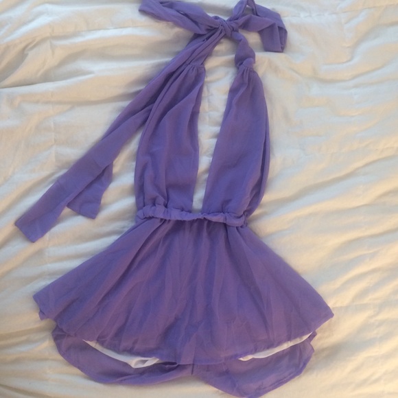 Purple low v/low back romper/playsuit