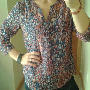 Liz Claiborne multicolored blouse with blue cami