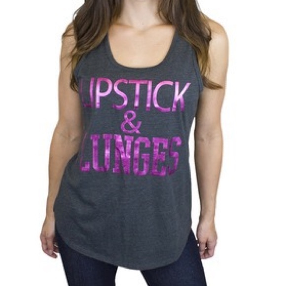Chin Up Apparel Tops - Lipstick & Lunges Fun Fitness Gym Tank Top