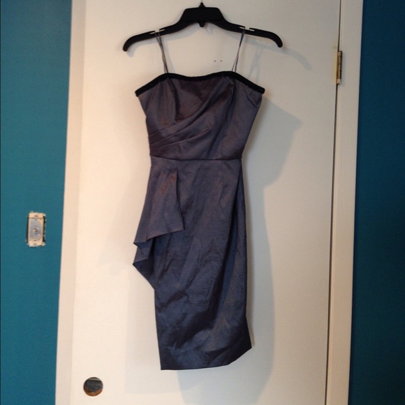 Strapless blue cocktail dress