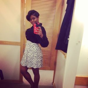 Black and white polka dot skater skirt