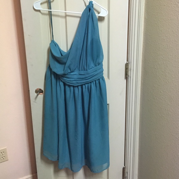 One shoulder target chiffon dress knee length