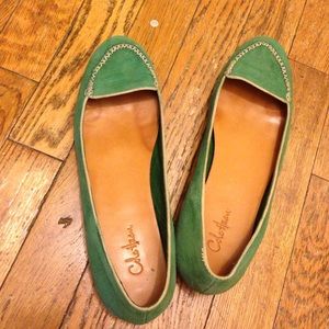 Suede green flats