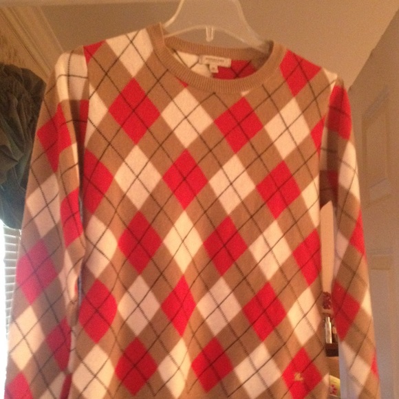Burberry London argyle merino wool sweater sz M