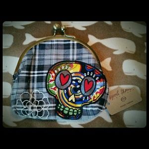 Sugar Skull Plaid Coin Purse ~~ 'Day of the Dead'