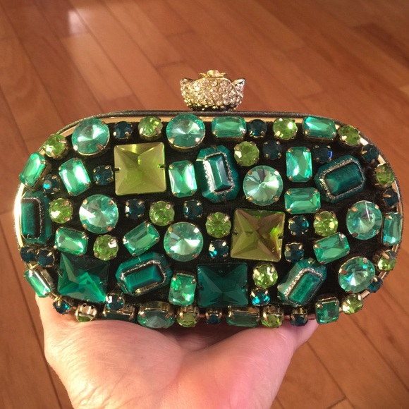 Rhinestone green clutch