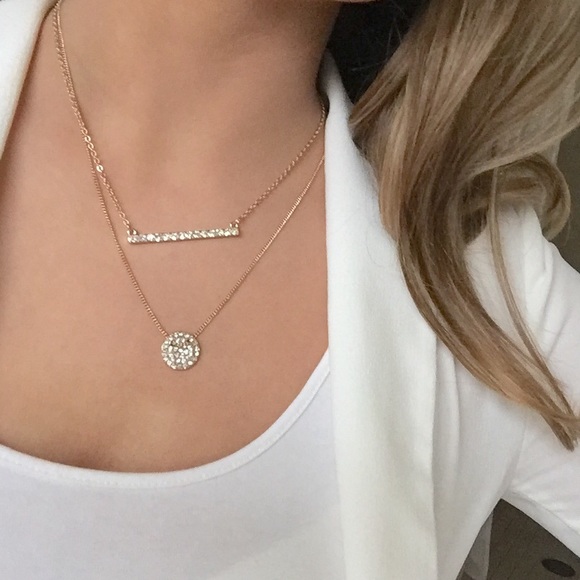 Jewelry - Pavé circle and bar necklace