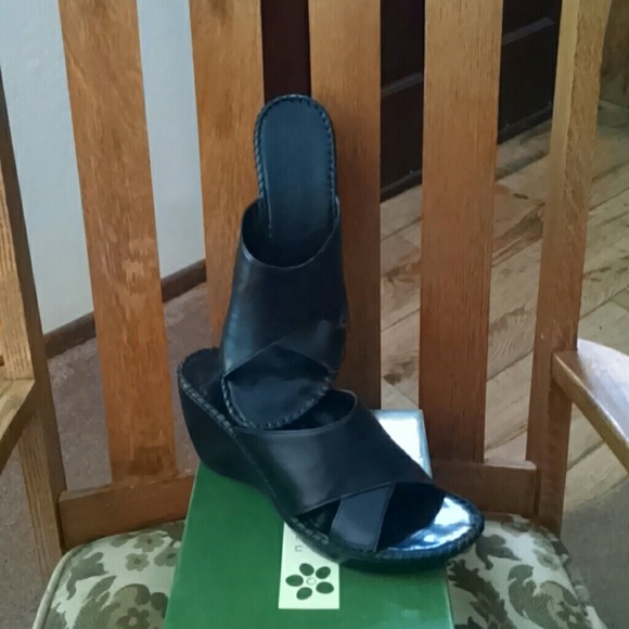 Black Wedge Sandals